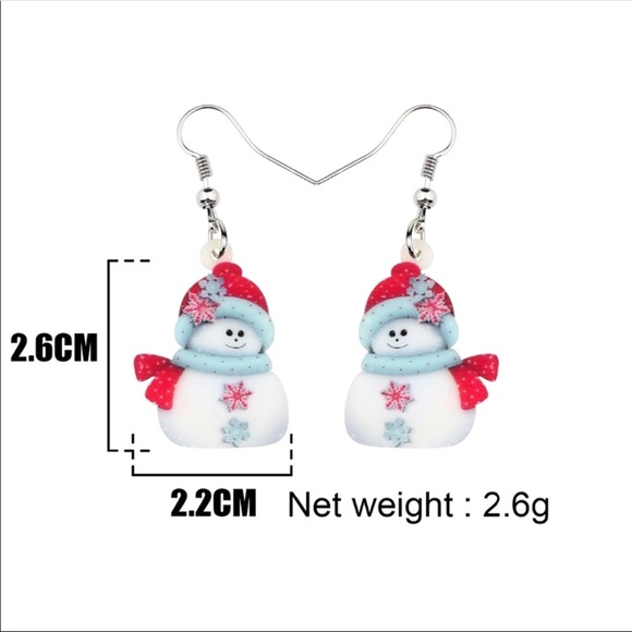 Snowman Snowflake with Scarf Acrylic Earrings - Picture 6 of 6